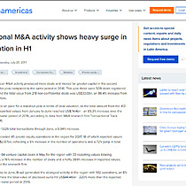 Regional M&A activity shows heavy surge in valuation in H1